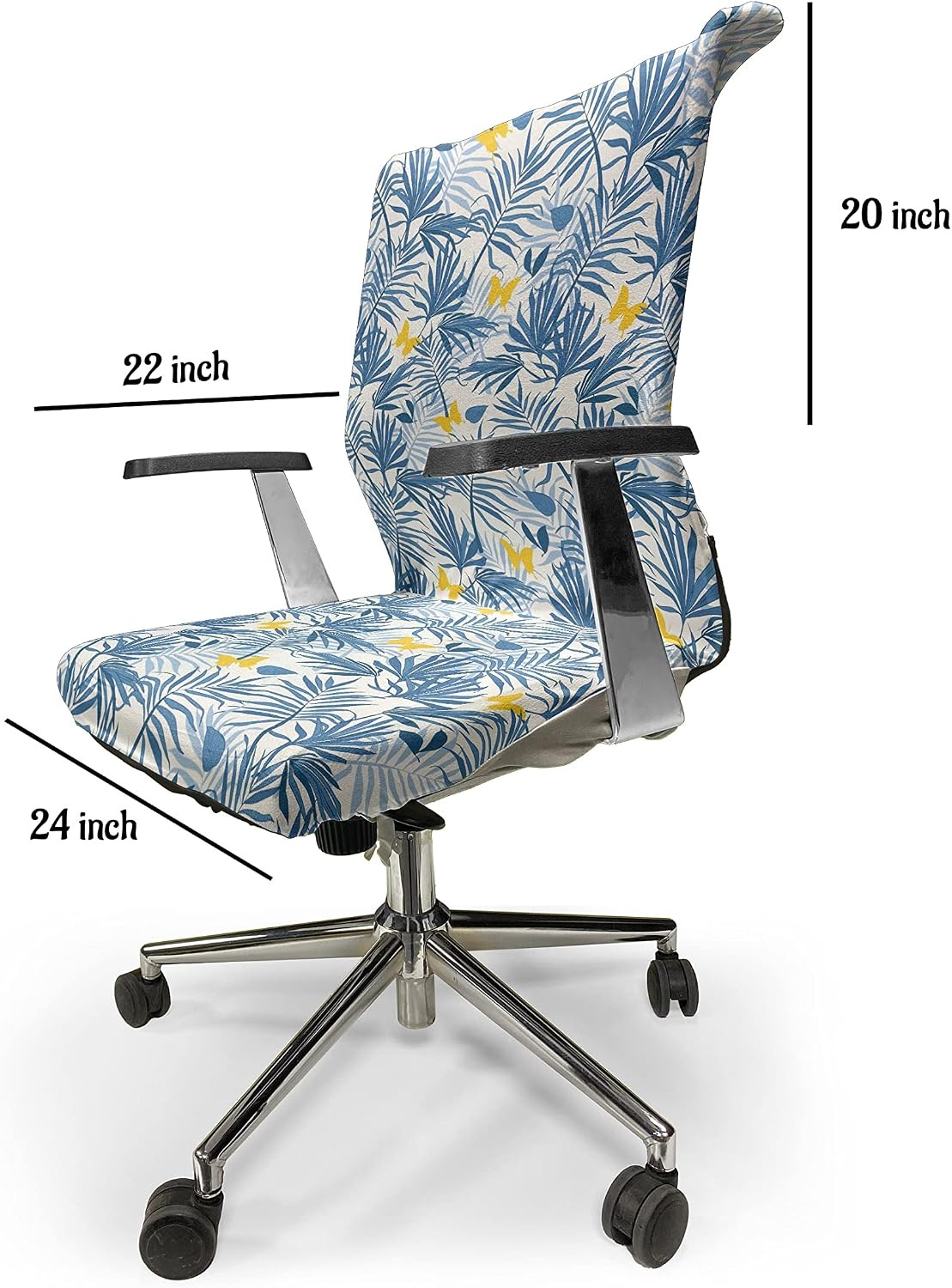 image:imageAmbesonne Cartoon Office Chair Slipcover Xray Part of an Abstract Skeleton Image in Repetitive Grunge Pattern Protective Stretch Decorative Fabric Cover Standard Size Ivory CharcoalBlue Azure