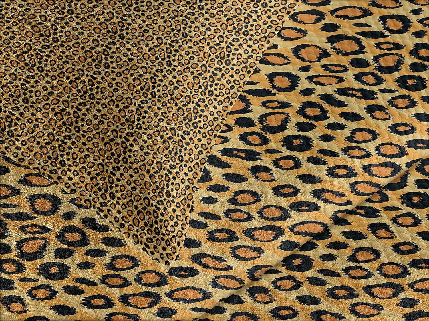 image:imageAmbesonne Leopard Print Bedspread Set Spotty Jungle Savannah Feline Print Wild Africa Inspiration Tile Pattern 3 Piece Decorative Bedding Coverlet and 2 Pillow Shams Queen Size Orange Black