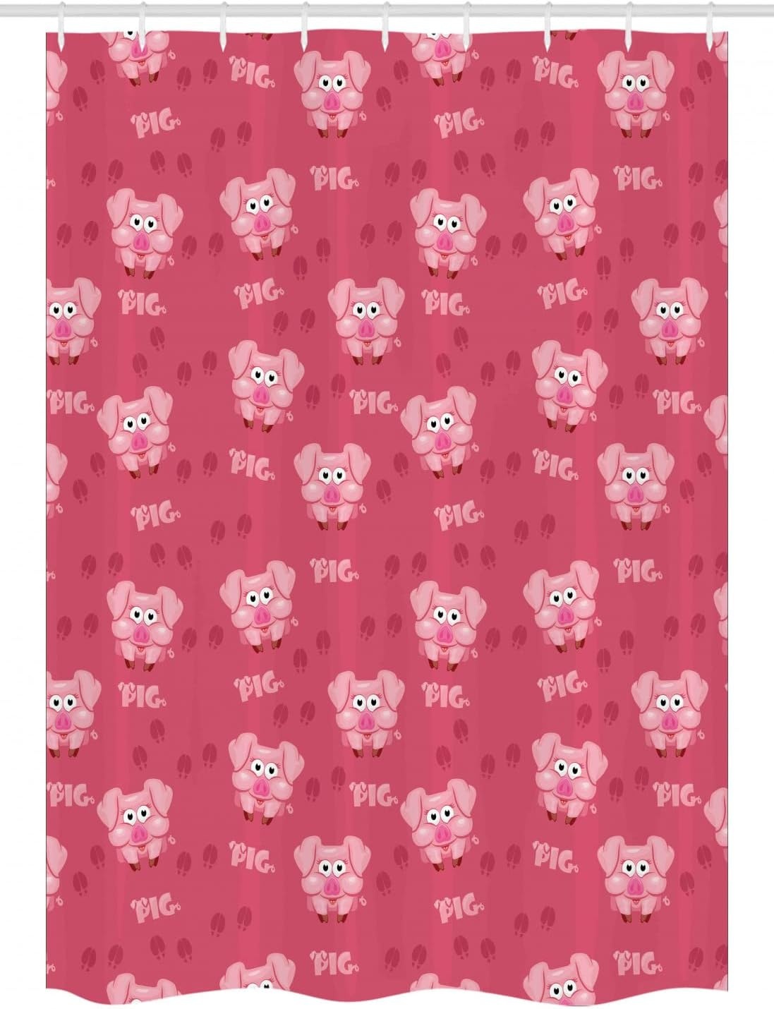 image:imageAmbesonne Pig Shower Curtain Square Cartoon Animal Hog Cheering Greeting Running Towards Humorous Artwork Farmland Life Cloth Fabric Bathroom Decor Set with Hooks 69 W x 70 L Pink and Pale Pink54 W x 78 L