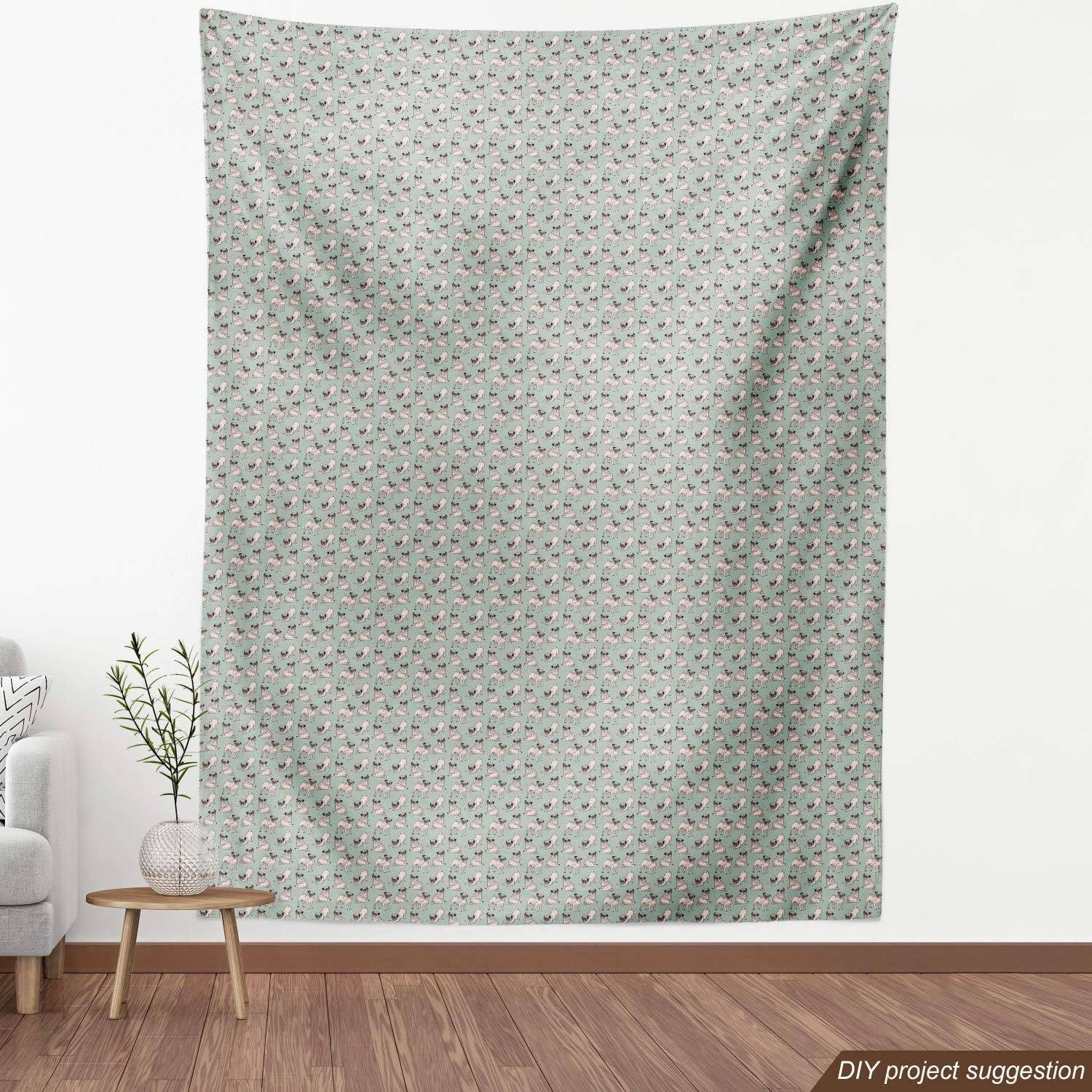 image:imageAmbesonne Pug Fabric by The Yard Dogs Various States Sitting Standing Stretching Cartoon Style Pet Drawing Decorative Fabric for Upholstery and Home Accents 3 Yards TurquoiseTurquoise