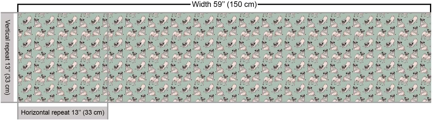 image:imageAmbesonne Pug Fabric by The Yard Dogs Various States Sitting Standing Stretching Cartoon Style Pet Drawing Decorative Fabric for Upholstery and Home Accents 3 Yards TurquoiseTurquoise