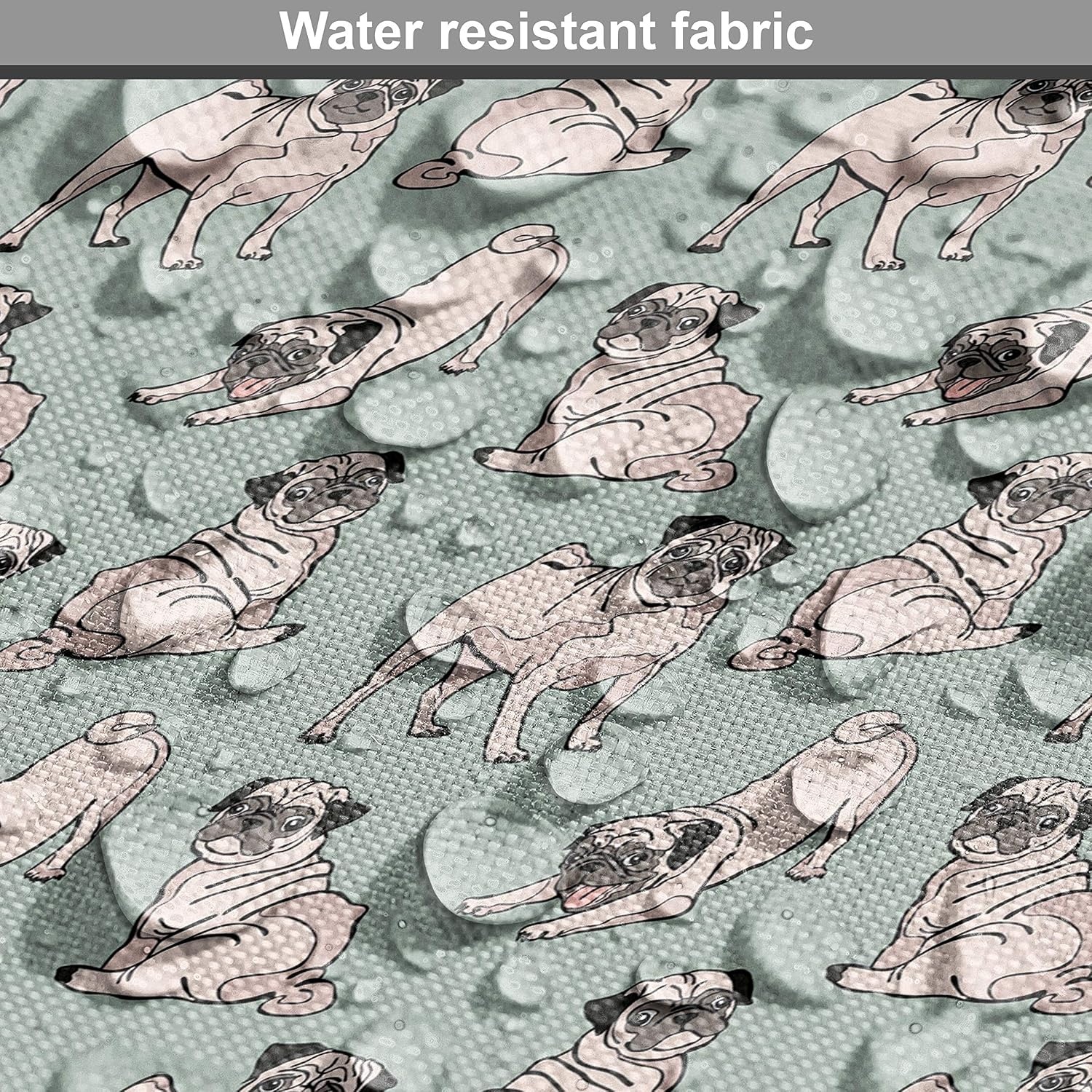 image:imageAmbesonne Pug Fabric by The Yard Dogs Various States Sitting Standing Stretching Cartoon Style Pet Drawing Decorative Fabric for Upholstery and Home Accents 3 Yards TurquoiseTurquoise