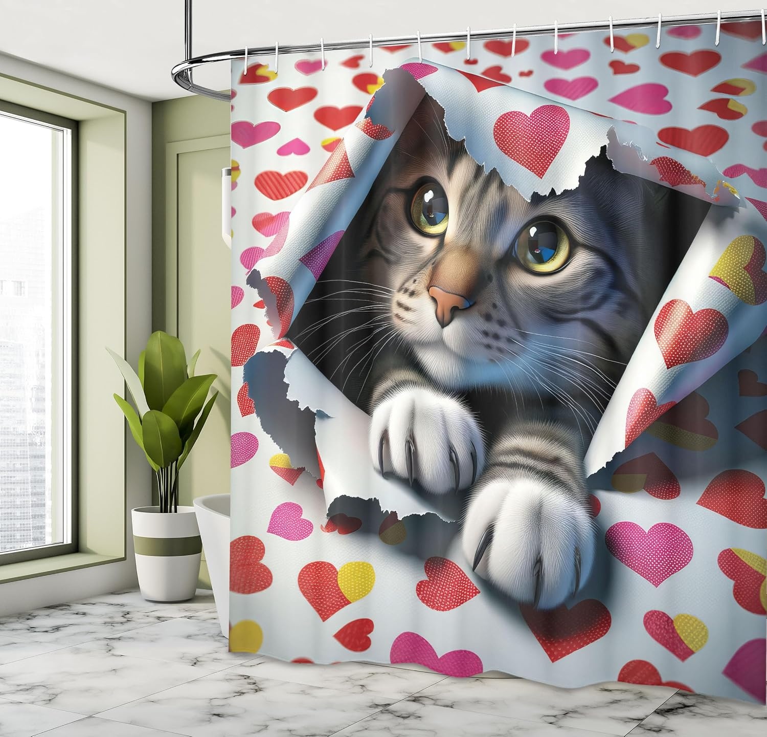 image:imageAmbesonne Romantic Shower Curtain Kissing Couple Silhouette with Wild Nature Thistle Flowers and Leaves Cloth Fabric Bathroom Decor Set with Hooks 69 W x 84 L Charcoal Grey EmeraldDark Pink Off White