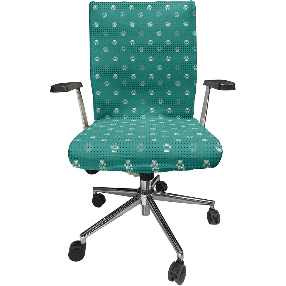 image:imageAmbesonne Cartoon Office Chair Slipcover Xray Part of an Abstract Skeleton Image in Repetitive Grunge Pattern Protective Stretch Decorative Fabric Cover Standard Size Ivory CharcoalTeal Ivory