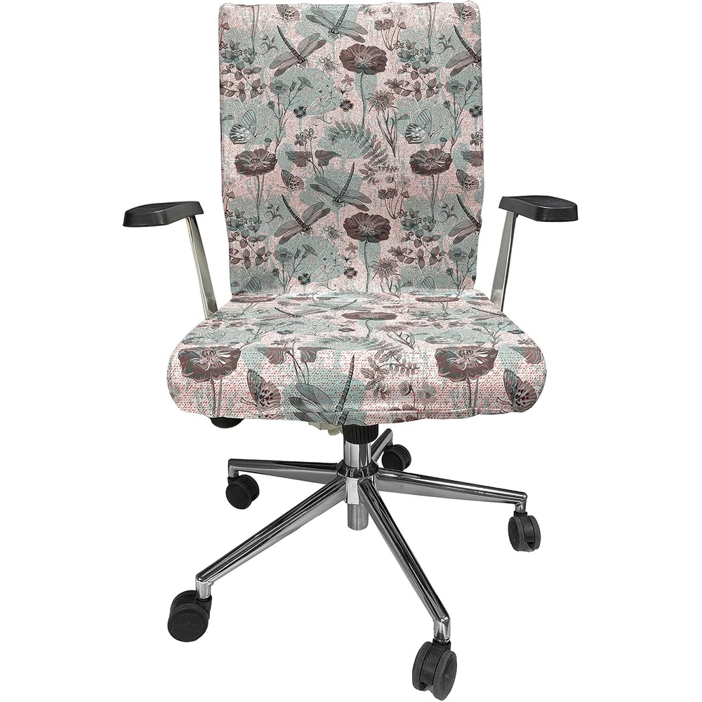 image:imageAmbesonne Cartoon Office Chair Slipcover Xray Part of an Abstract Skeleton Image in Repetitive Grunge Pattern Protective Stretch Decorative Fabric Cover Standard Size Ivory CharcoalTeal Brown