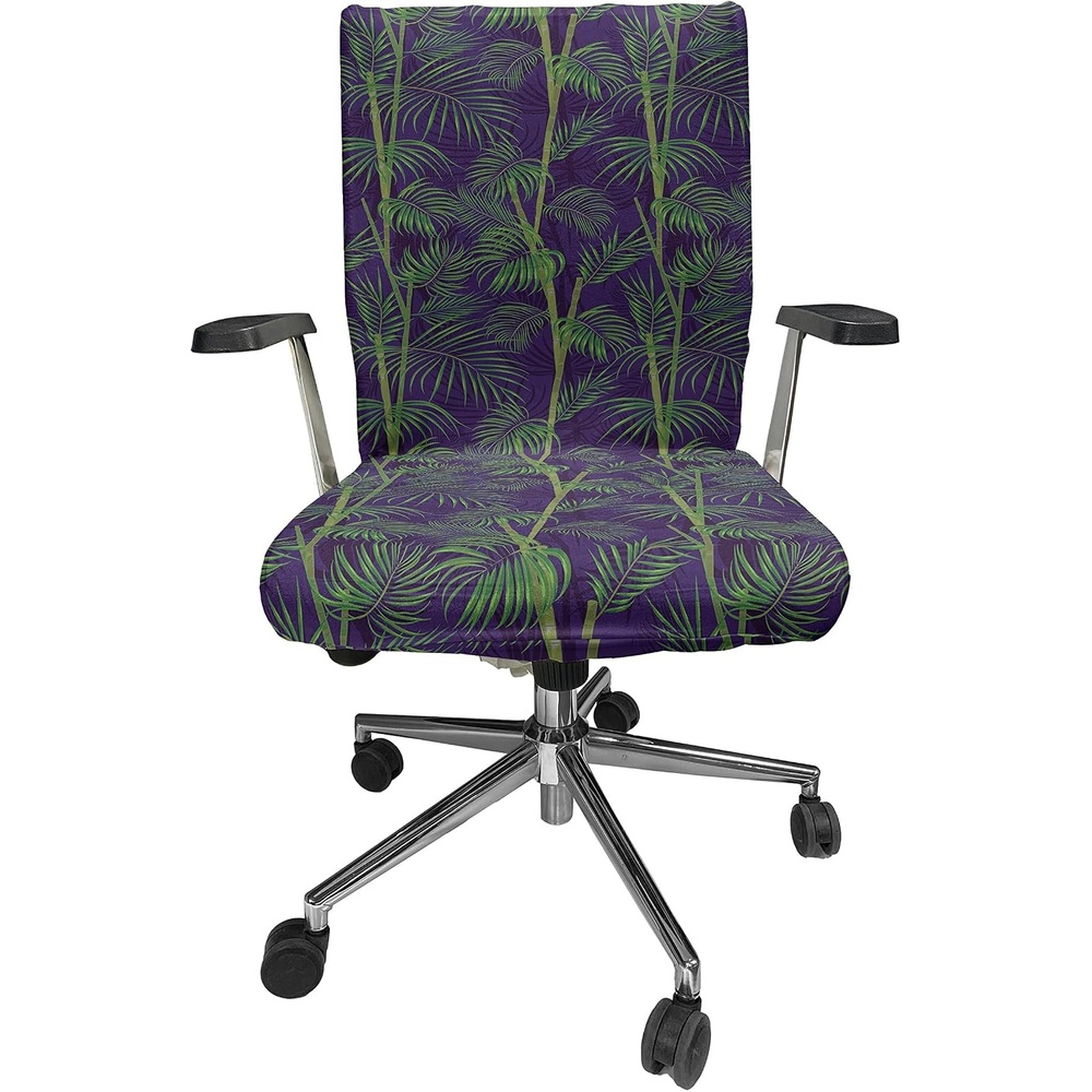 image:imageAmbesonne Cartoon Office Chair Slipcover Xray Part of an Abstract Skeleton Image in Repetitive Grunge Pattern Protective Stretch Decorative Fabric Cover Standard Size Ivory CharcoalQuartz Fern