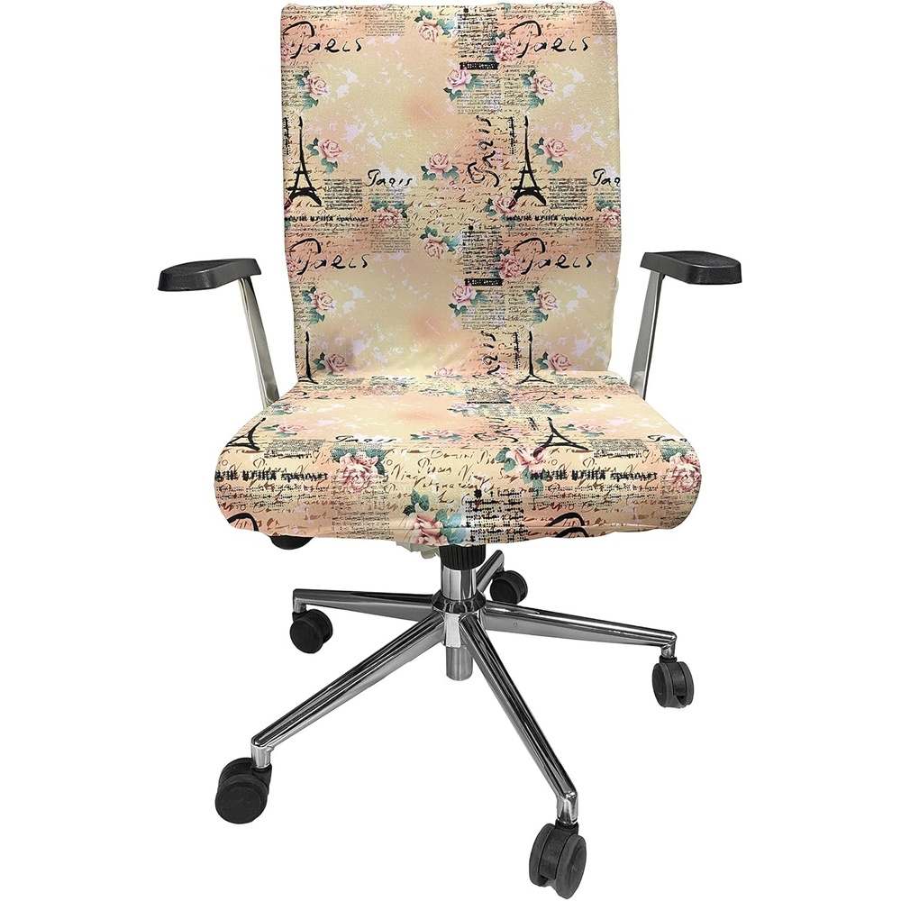 image:imageAmbesonne Cartoon Office Chair Slipcover Xray Part of an Abstract Skeleton Image in Repetitive Grunge Pattern Protective Stretch Decorative Fabric Cover Standard Size Ivory CharcoalPink Black