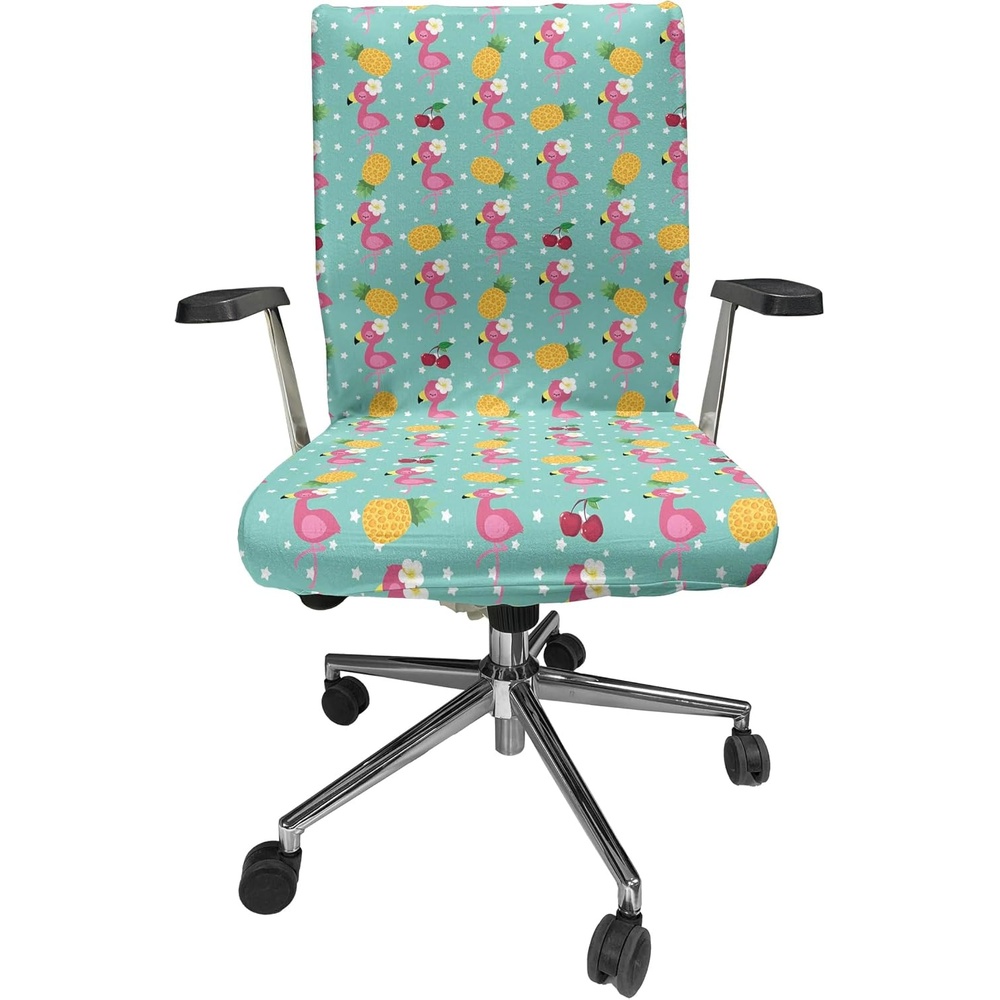image:imageAmbesonne Cartoon Office Chair Slipcover Xray Part of an Abstract Skeleton Image in Repetitive Grunge Pattern Protective Stretch Decorative Fabric Cover Standard Size Ivory CharcoalTeal Pink