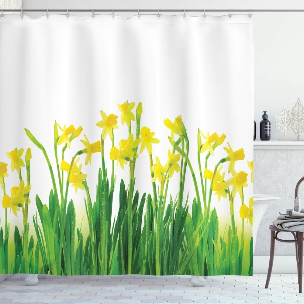 image:imageAmbesonne Feminine Shower Curtain Illustration of a Bathtub with Bubbles in Girly Room Aroma Oil Aromatherapy Cloth Fabric Bathroom Decor Set with Hooks 69 W x 75 L Pink BlueGreen Yellow