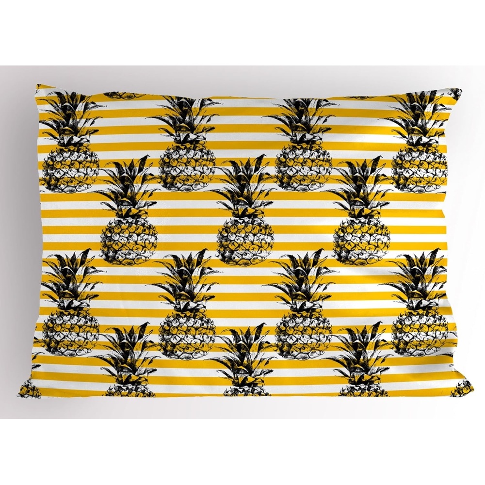 image:imageAmbesonne Nature Pillow Sham Desert Botanical Herbal Cartoon Style Cactus Plant Flower with Spikes Print Decorative Standard Size Printed Pillowcase 26 X 20 Green and PinkBlack Yellow