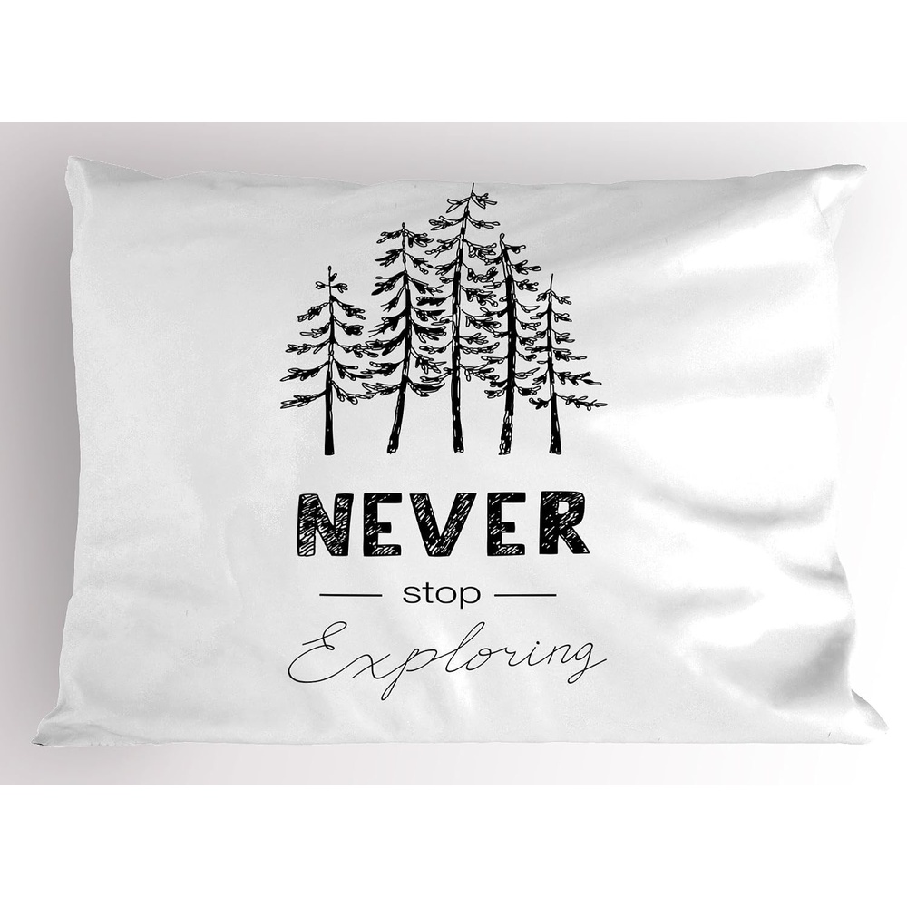 image:imageAmbesonne Nature Pillow Sham Desert Botanical Herbal Cartoon Style Cactus Plant Flower with Spikes Print Decorative Standard Size Printed Pillowcase 26 X 20 Green and PinkBlack and White