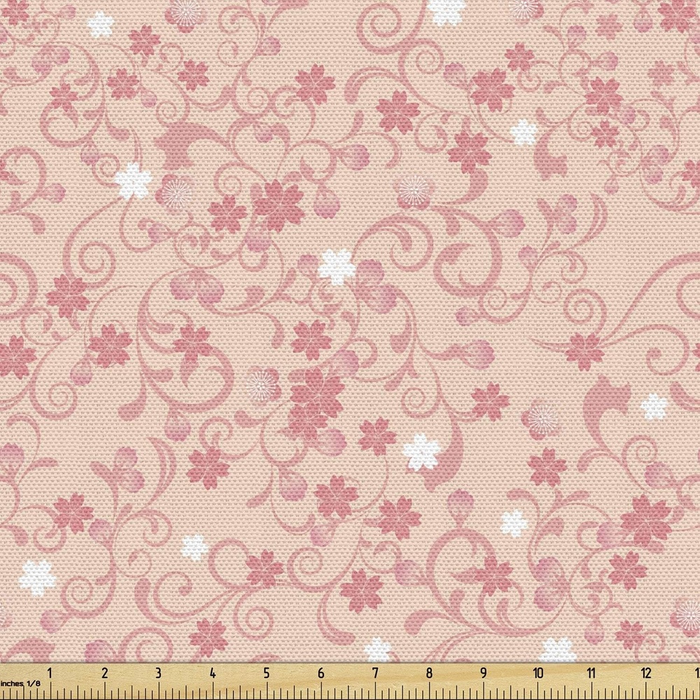 image:imageAmbesonne Pug Fabric by The Yard Dogs Various States Sitting Standing Stretching Cartoon Style Pet Drawing Decorative Fabric for Upholstery and Home Accents 3 Yards TurquoiseWhite Peach