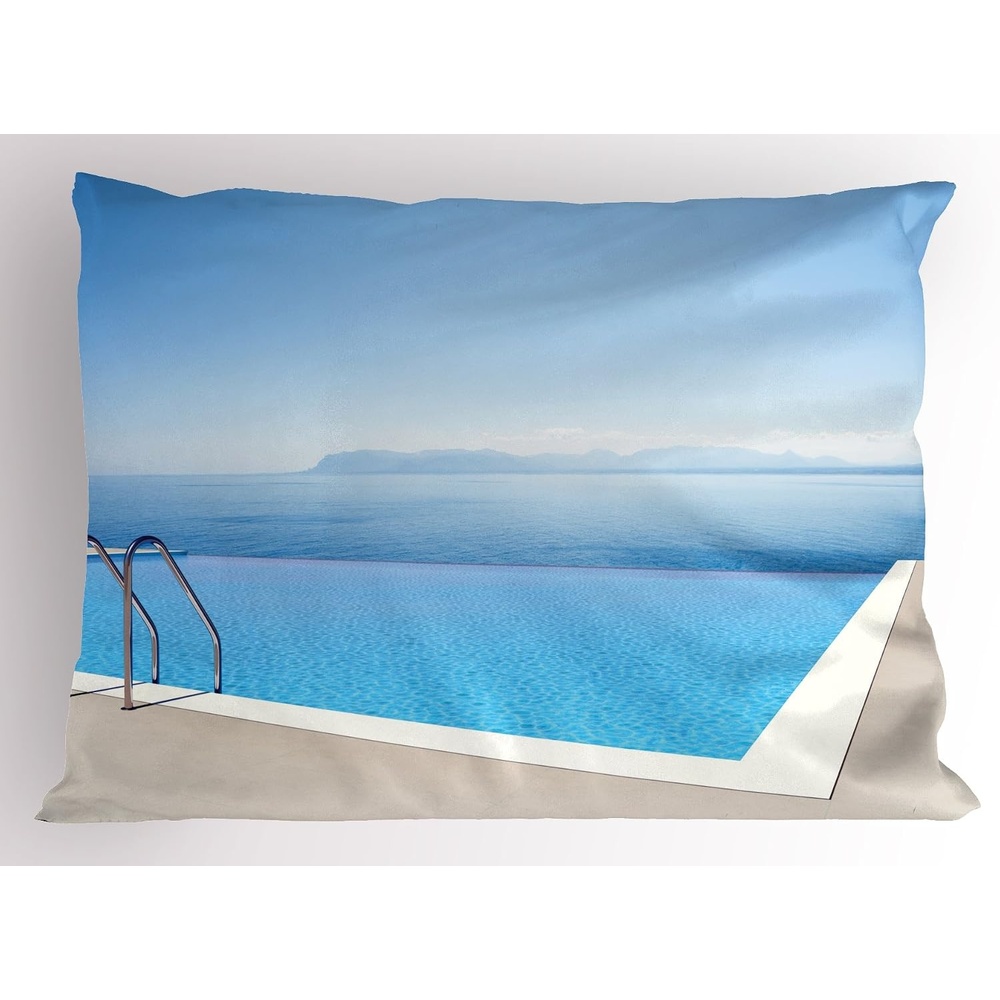 image:imageAmbesonne Valentine Pillow Sham Vacation Endless Horizon Refreshing Holiday Romance Honeymoon Happiness Water Decorative Standard King Size Printed Pillowcase 36 X 20 Beige Blue