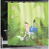 Ambesonne Alice in Wonderland Shower Curtain, Cartoon Lady in Forest Butterfly Nature Magic Love Theme Art Retro, Cloth Fabric Bathroom Decor Set with Hooks, 69″ W x 70″ L, Green Pink Blue