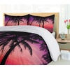 Ambesonne Cartoon Duvet Cover Set, Vintage Floral Carriage Horse and Colorful Flowers Butterfly Print, Decorative 3 Piece Bedding Set with 2 Pillow Shams, Queen Size, Black Pink(Magenta Purple)