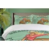 Ambesonne Cartoon Duvet Cover Set, Vintage Floral Carriage Horse and Colorful Flowers Butterfly Print, Decorative 3 Piece Bedding Set with 2 Pillow Shams, Queen Size, Black Pink(Seafoam Lime)