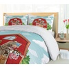 Ambesonne Cartoon Duvet Cover Set, Vintage Floral Carriage Horse and Colorful Flowers Butterfly Print, Decorative 3 Piece Bedding Set with 2 Pillow Shams, Queen Size, Black Pink(Fern Green)