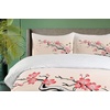 Ambesonne Cartoon Duvet Cover Set, Vintage Floral Carriage Horse and Colorful Flowers Butterfly Print, Decorative 3 Piece Bedding Set with 2 Pillow Shams, Queen Size, Black Pink(Salmon Grey)