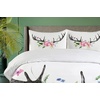 Ambesonne Cartoon Duvet Cover Set, Vintage Floral Carriage Horse and Colorful Flowers Butterfly Print, Decorative 3 Piece Bedding Set with 2 Pillow Shams, Queen Size, Black Pink(Charcoal Pink)
