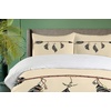 Ambesonne Cartoon Duvet Cover Set, Vintage Floral Carriage Horse and Colorful Flowers Butterfly Print, Decorative 3 Piece Bedding Set with 2 Pillow Shams, Queen Size, Black Pink(Black Beige)