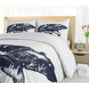 Ambesonne Cartoon Duvet Cover Set, Vintage Floral Carriage Horse and Colorful Flowers Butterfly Print, Decorative 3 Piece Bedding Set with 2 Pillow Shams, Queen Size, Black Pink(Blue Cream)