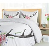Ambesonne Cartoon Duvet Cover Set, Vintage Floral Carriage Horse and Colorful Flowers Butterfly Print, Decorative 3 Piece Bedding Set with 2 Pillow Shams, Queen Size, Black Pink(Charcoal Pink)