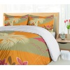 Ambesonne Cartoon Duvet Cover Set, Vintage Floral Carriage Horse and Colorful Flowers Butterfly Print, Decorative 3 Piece Bedding Set with 2 Pillow Shams, Queen Size, Black Pink(Marigold)