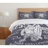 Ambesonne Cartoon Duvet Cover Set, Vintage Floral Carriage Horse and Colorful Flowers Butterfly Print, Decorative 3 Piece Bedding Set with 2 Pillow Shams, Queen Size, Black Pink(Grey Blue)