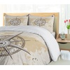 Ambesonne Cartoon Duvet Cover Set, Vintage Floral Carriage Horse and Colorful Flowers Butterfly Print, Decorative 3 Piece Bedding Set with 2 Pillow Shams, Queen Size, Black Pink(Beige Brown)