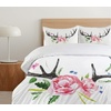 Ambesonne Cartoon Duvet Cover Set, Vintage Floral Carriage Horse and Colorful Flowers Butterfly Print, Decorative 3 Piece Bedding Set with 2 Pillow Shams, Queen Size, Black Pink(Charcoal Pink)