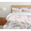 Ambesonne Cartoon Duvet Cover Set, Vintage Floral Carriage Horse and Colorful Flowers Butterfly Print, Decorative 3 Piece Bedding Set with 2 Pillow Shams, Queen Size, Black Pink(Rose Blue)