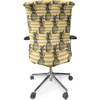 Ambesonne Cartoon Office Chair Slipcover, Xray Part of an Abstract Skeleton Image in Repetitive Grunge Pattern, Protective Stretch Decorative Fabric Cover, Standard Size, Ivory Charcoal(Yellow White)