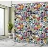 Ambesonne Cartoon Shower Curtain, Graffiti Creatures with Spray Tanks Animals and Writings Vibrant Colored Image, Cloth Fabric Bathroom Decor Set with Hooks, 69″ W x 75″ L, Violet(69″W x 75″L (Pack of 1))
