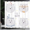 Ambesonne Cartoon Shower Curtain, Themed Bear in Styles with Sketchy Hand Drawn Image Art, Cloth Fabric Bathroom Decor Set with Hooks, 69″ W x 84″ L, Blue White(69″W x 75″L (Pack of 1))