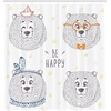 Ambesonne Cartoon Shower Curtain, Themed Bear in Styles with Sketchy Hand Drawn Image Art, Cloth Fabric Bathroom Decor Set with Hooks, 69″ W x 84″ L, Blue White(69″W x 84″L (Pack of 1))