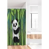Ambesonne Cartoon Stall Shower Curtain, Curious Panda on an Exotic Branch Asian Bear Jungle Woods Illustration, Fabric Bathroom Decor Set with Hooks, 36″ W x 72″ L, Fern Green White Black