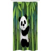 Ambesonne Cartoon Stall Shower Curtain, Curious Panda on an Exotic Branch Asian Bear Jungle Woods Illustration, Fabric Bathroom Decor Set with Hooks, 36″ W x 72″ L, Fern Green White Black