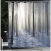 Ambesonne Coastal Shower Curtain, Romantic Wooden Bungalow on The Water Deckchairs Maldives Beach Summer Relax, Cloth Fabric Bathroom Decor Set with Hooks, 69″ W x 84″ L, Brown Blue(White and Dark Brown)