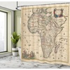 Ambesonne Coastal Shower Curtain, Romantic Wooden Bungalow on The Water Deckchairs Maldives Beach Summer Relax, Cloth Fabric Bathroom Decor Set with Hooks, 69″ W x 84″ L, Brown Blue(Brown Sand)