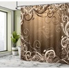 Ambesonne Coastal Shower Curtain, Romantic Wooden Bungalow on The Water Deckchairs Maldives Beach Summer Relax, Cloth Fabric Bathroom Decor Set with Hooks, 69″ W x 84″ L, Brown Blue(Caramel Brown)