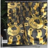 Ambesonne Coastal Shower Curtain, Romantic Wooden Bungalow on The Water Deckchairs Maldives Beach Summer Relax, Cloth Fabric Bathroom Decor Set with Hooks, 69″ W x 84″ L, Brown Blue(Yellow Black)