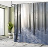 Ambesonne Coastal Shower Curtain, Romantic Wooden Bungalow on The Water Deckchairs Maldives Beach Summer Relax, Cloth Fabric Bathroom Decor Set with Hooks, 69″ W x 84″ L, Brown Blue(White and Dark Brown)