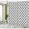 Ambesonne Coastal Shower Curtain, Romantic Wooden Bungalow on The Water Deckchairs Maldives Beach Summer Relax, Cloth Fabric Bathroom Decor Set with Hooks, 69″ W x 84″ L, Brown Blue(Black and White)