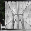 Ambesonne Coastal Shower Curtain, Romantic Wooden Bungalow on The Water Deckchairs Maldives Beach Summer Relax, Cloth Fabric Bathroom Decor Set with Hooks, 69″ W x 84″ L, Brown Blue(Charcoal White)