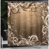 Ambesonne Coastal Shower Curtain, Romantic Wooden Bungalow on The Water Deckchairs Maldives Beach Summer Relax, Cloth Fabric Bathroom Decor Set with Hooks, 69″ W x 84″ L, Brown Blue(Caramel Brown)