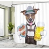 Ambesonne Coastal Shower Curtain, Romantic Wooden Bungalow on The Water Deckchairs Maldives Beach Summer Relax, Cloth Fabric Bathroom Decor Set with Hooks, 69″ W x 84″ L, Brown Blue(Yellow Brown)