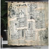 Ambesonne Coastal Shower Curtain, Romantic Wooden Bungalow on The Water Deckchairs Maldives Beach Summer Relax, Cloth Fabric Bathroom Decor Set with Hooks, 69″ W x 84″ L, Brown Blue(Green Beige)