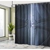 Ambesonne Coastal Shower Curtain, Romantic Wooden Bungalow on The Water Deckchairs Maldives Beach Summer Relax, Cloth Fabric Bathroom Decor Set with Hooks, 69″ W x 84″ L, Brown Blue(Black White)