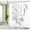 Ambesonne Coastal Shower Curtain, Romantic Wooden Bungalow on The Water Deckchairs Maldives Beach Summer Relax, Cloth Fabric Bathroom Decor Set with Hooks, 69″ W x 84″ L, Brown Blue(Violet)
