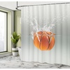 Ambesonne Coastal Shower Curtain, Romantic Wooden Bungalow on The Water Deckchairs Maldives Beach Summer Relax, Cloth Fabric Bathroom Decor Set with Hooks, 69″ W x 84″ L, Brown Blue(Orange Beige)